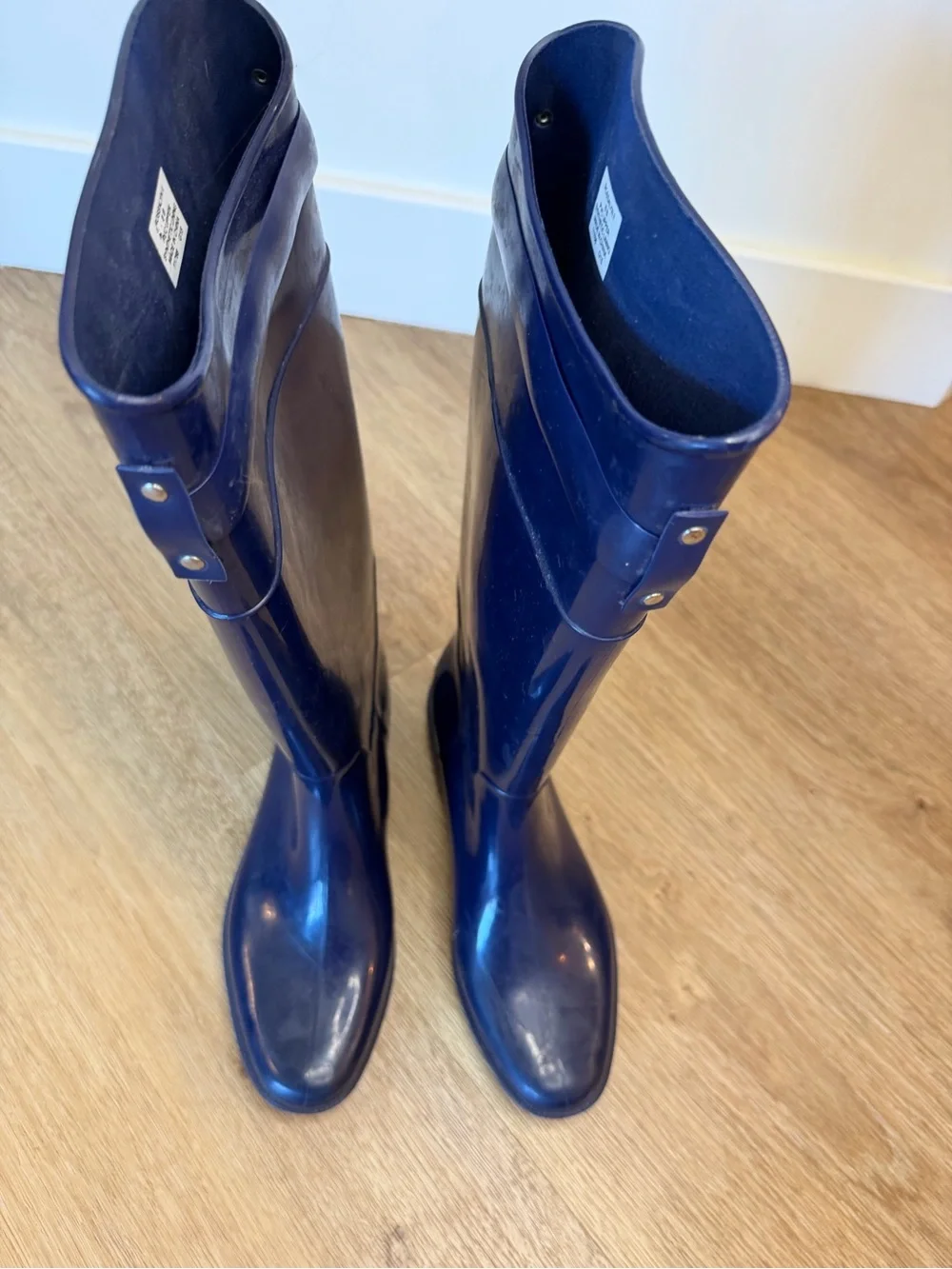 Lauren Ralph Lauren Navy Blue Tall Waterproof Rain Boots with Buckle size 8B